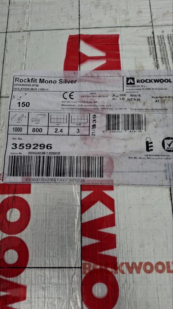 Rockwool isolatie, 12 cm of meer, Nieuw, Steenwol, Ophalen of Verzenden