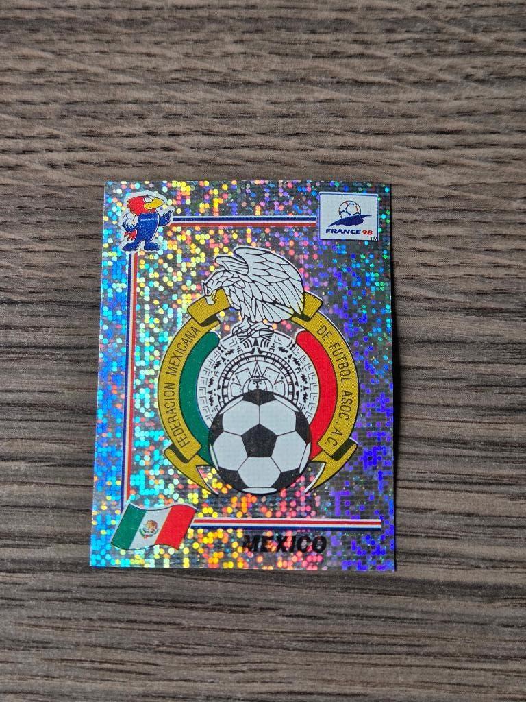 Panini World Cup Frankrijk 1998 embleem Mexico, Ophalen of Verzenden, Zo goed als nieuw, Buitenlandse clubs, Poster, Plaatje of Sticker
