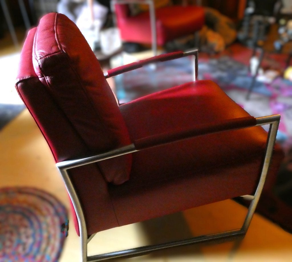 German design MUSTERRING fauteuil lounge chair rood leer, Ophalen, 75 tot 100 cm, Modern comfortabel German design, Zo goed als nieuw