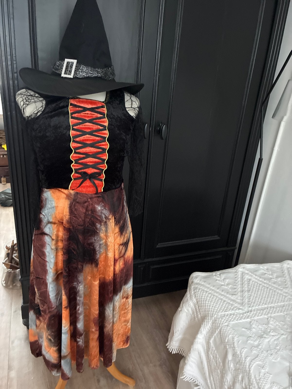 Halloween jurk heks inclusief hoed 10-12 jaar, Ophalen of Verzenden, Gebruikt, Meisje