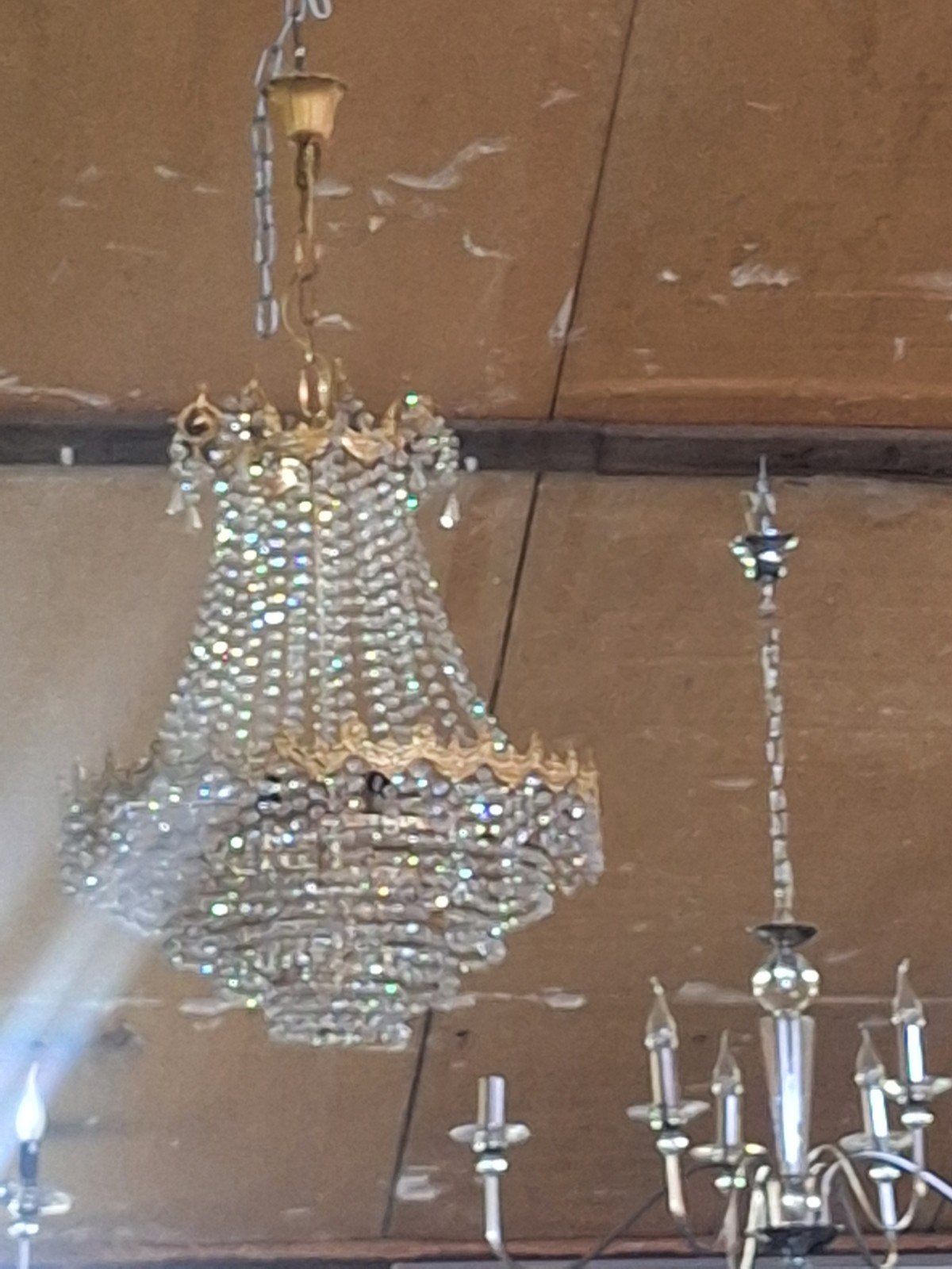 Mooie Grote Zakkroonluchter - Klassieke Elegantie, Huis en Inrichting, Lampen | Kroonluchters, Ophalen, Gebruikt, Klassiek, Barok, Elegant