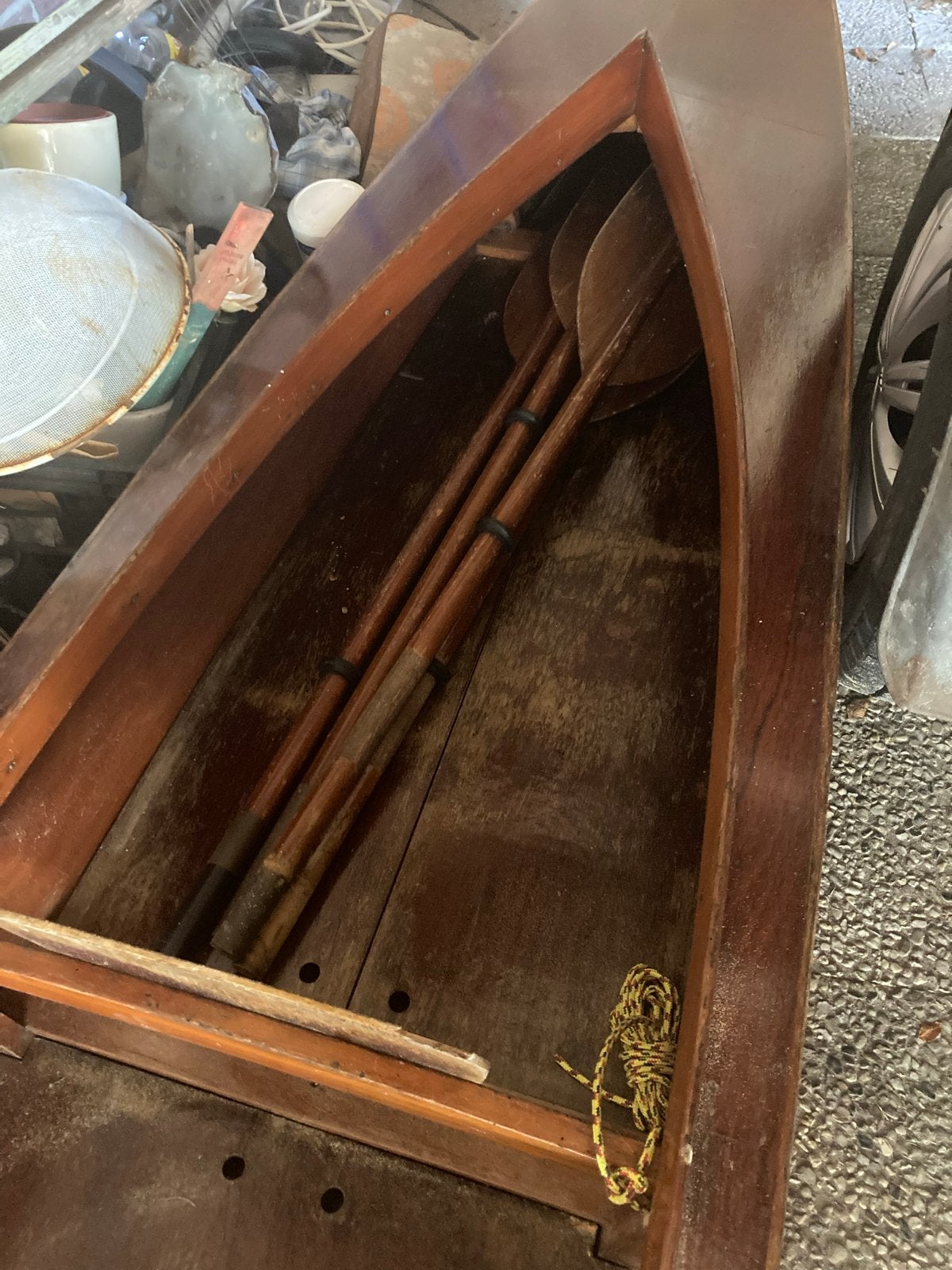 Houten kano met roeispanen, Watersport en Boten, Kano's, Ophalen, Gebruikt, Met peddels, Twee personen