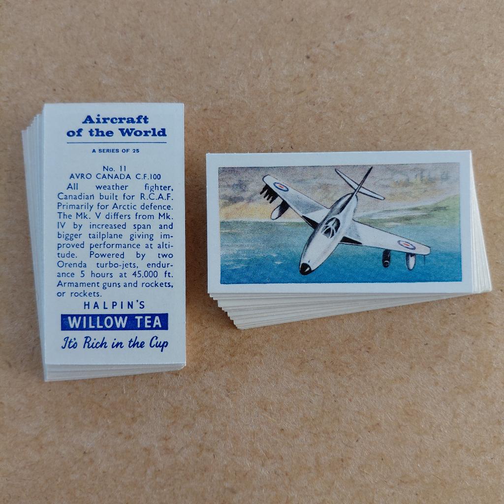 Aircraft of the World complete set 25 tea cards 1958, Ophalen, Gebruikt, Overige typen