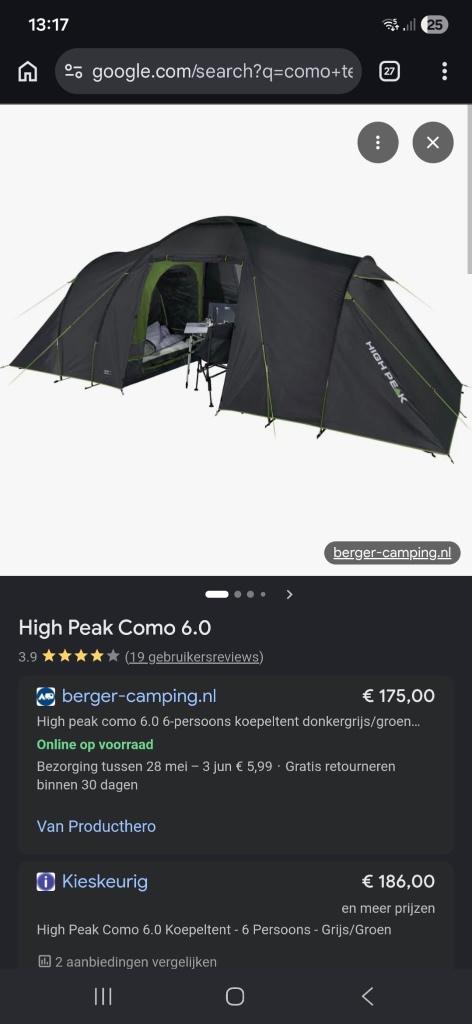Tent, Caravans en Kamperen, Tenten, Ophalen, Gebruikt, Tot en met 6