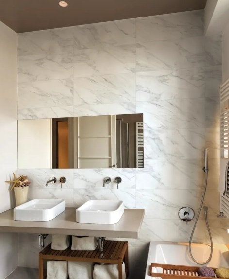 Marmerlook Tegel Marmo Bianco, Ophalen, 60 cm of meer, Nieuw, Minder dan 5 m²