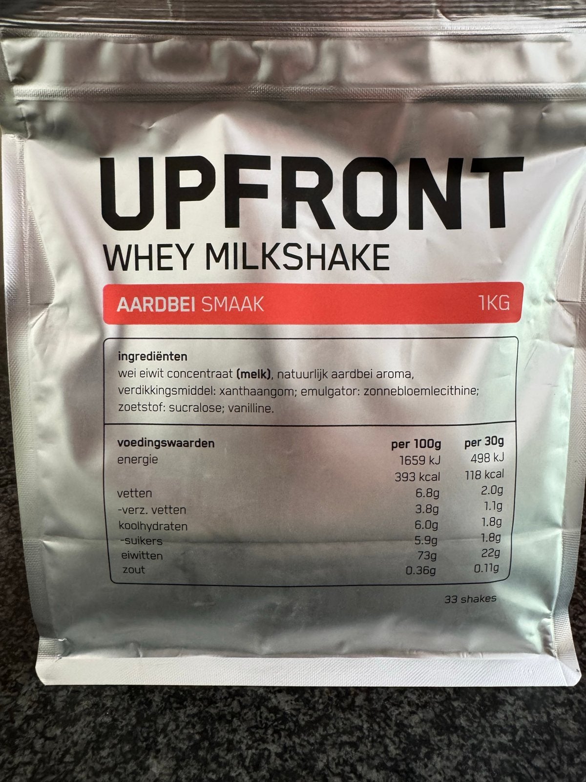 Nieuwe Upfront Whey Milkshake Aardbei Smaak 1KG, Sport en Fitness, Verzenden, Nieuw, Poeder of Drank