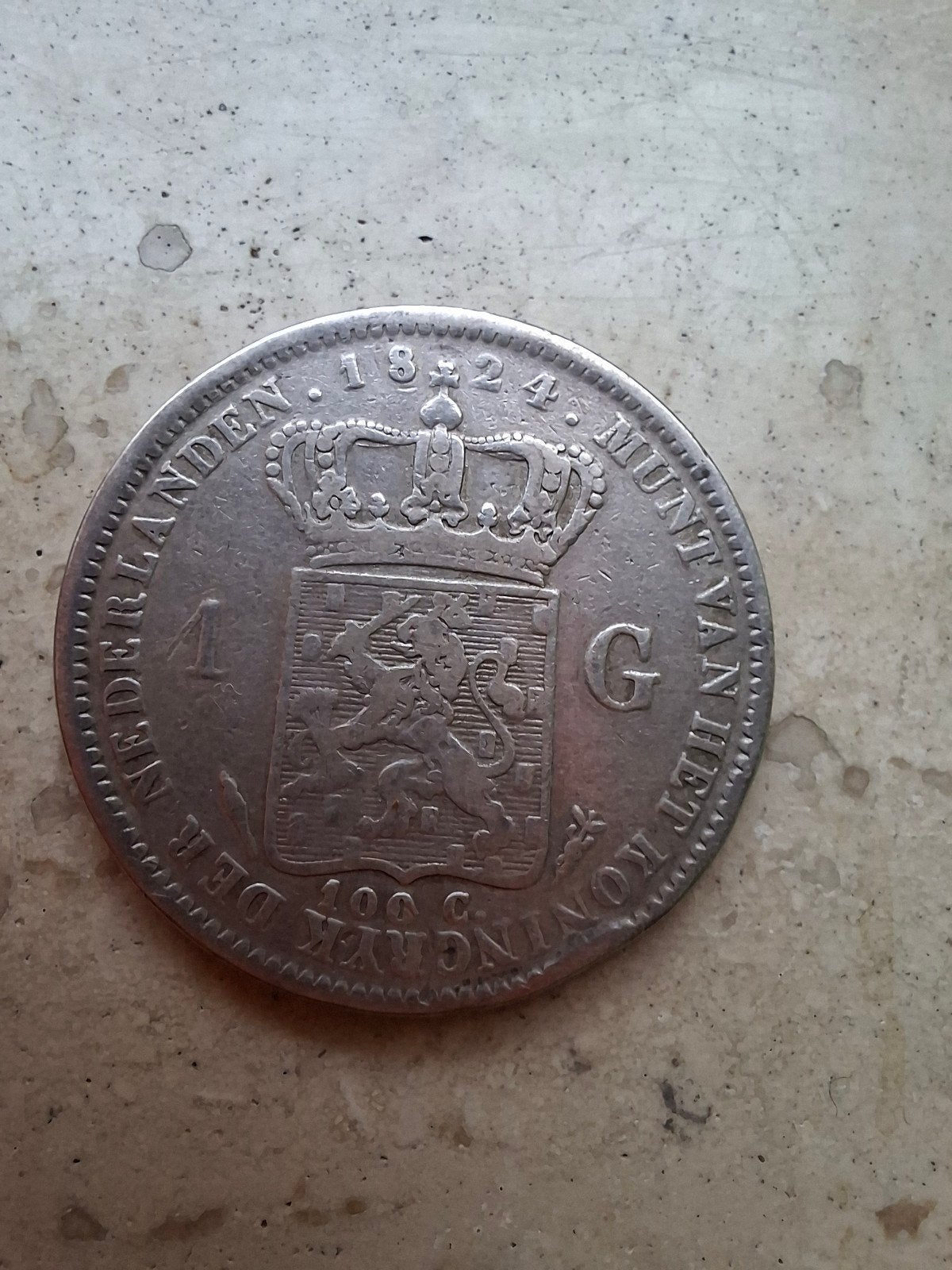 1 gulden 1824 u streepje willem 1, Ophalen of Verzenden, Koning Willem I, 1 gulden