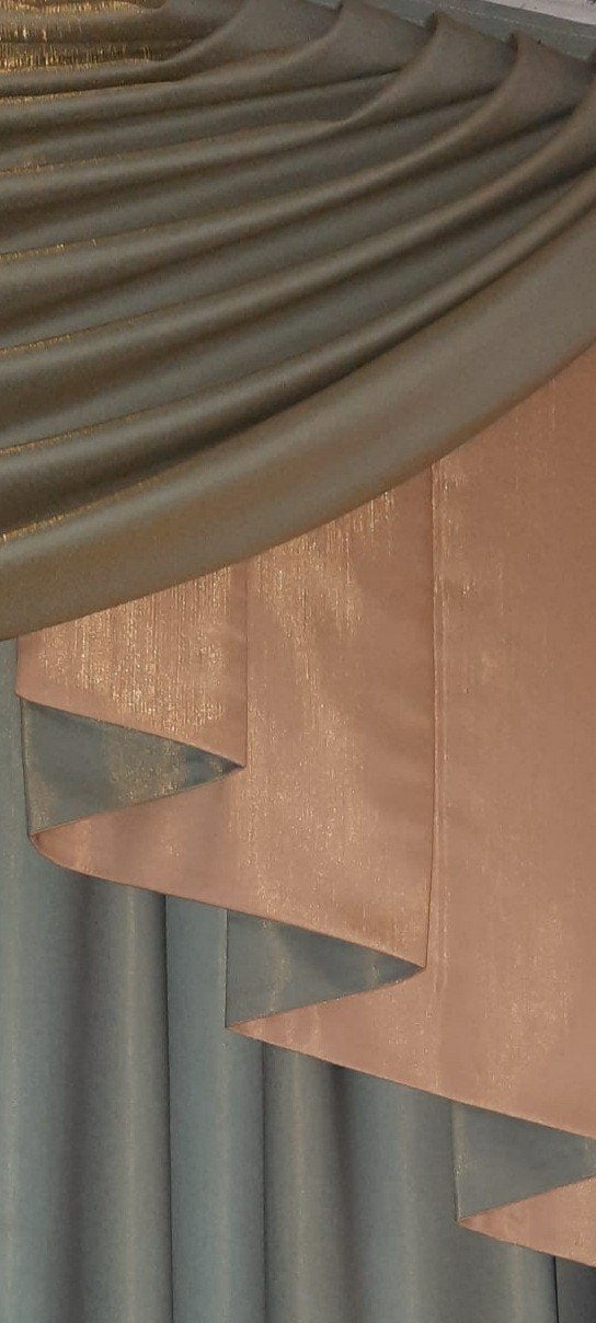 Luxe gordijnen met valletjes - Beige/Groen, Huis en Inrichting, Ophalen, Klassiek, Luxe, Elegant, Gebruikt, Groen