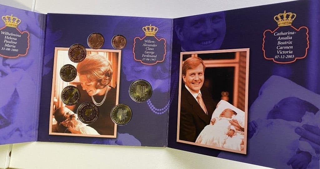 Koninklijke Geboorteset 2003 (Prinses Amalia) BU + zilveren, Setje, Koningin Beatrix, Zilver, Overige waardes