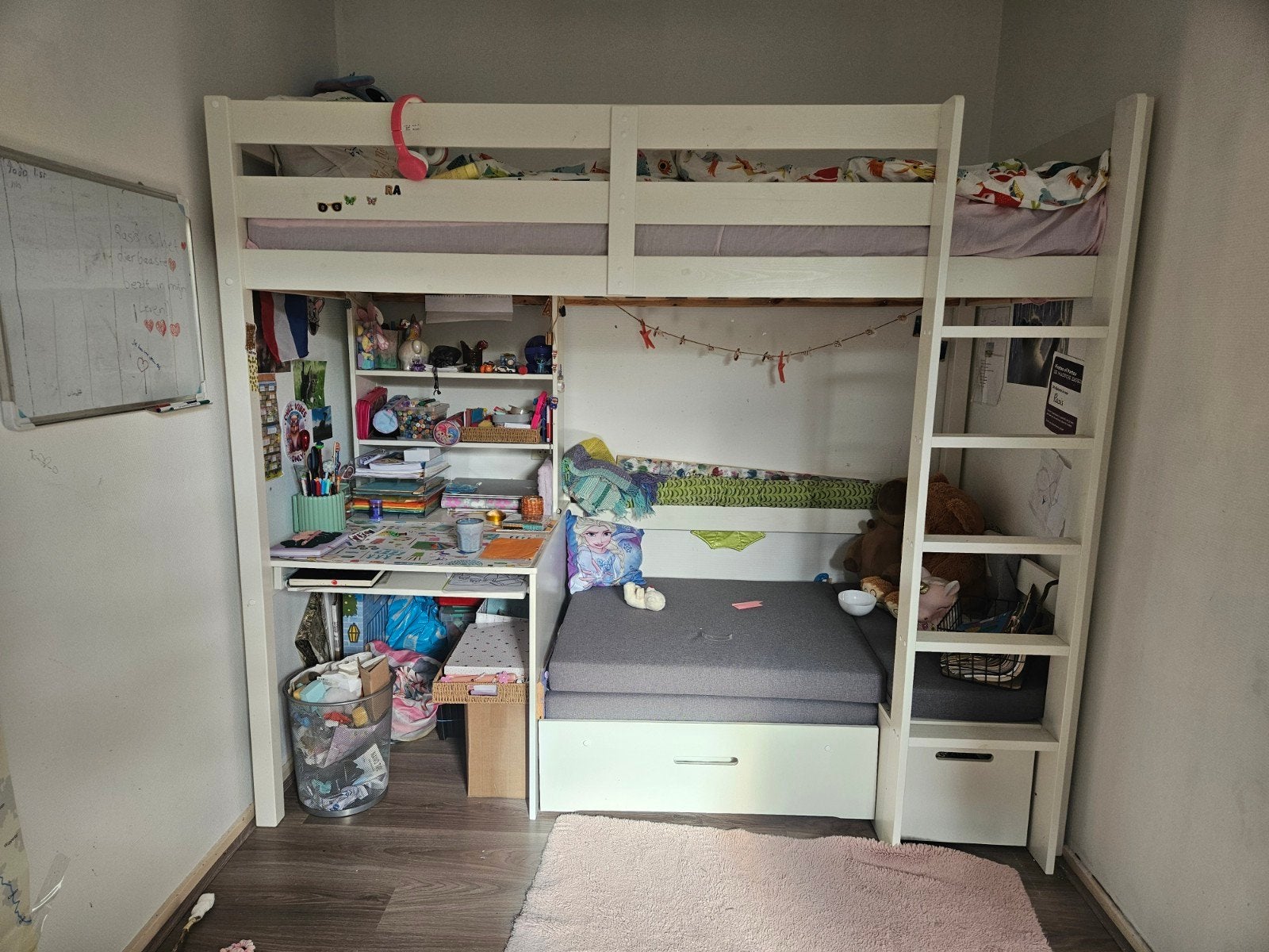 Hoogslaper met bureau en slaapbank -200×90, Gebruikt, Eenpersoons, Ophalen of Verzenden, 200 cm