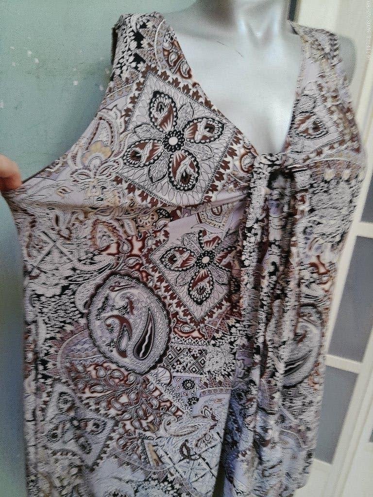 Magna mooie wijde zomer blouse bruin creme 52 54, Bruin, Blouse of Tuniek, Ophalen of Verzenden, Magna