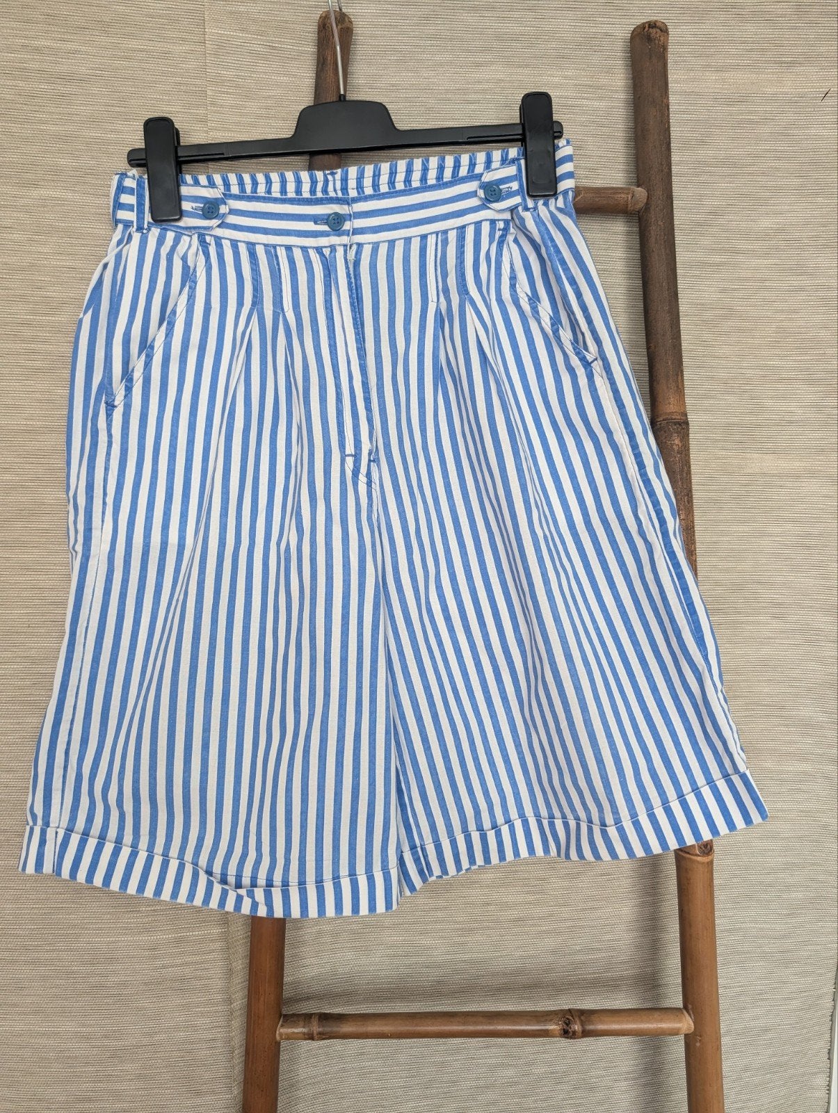 Vintage bermuda broek. Katoen, Ophalen of Verzenden, Gedragen, Blauw