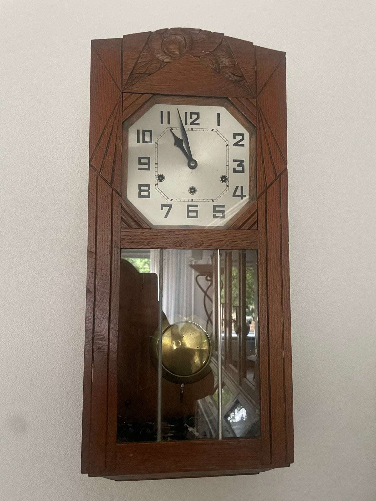 Antieke houten wandklok met slinger, Antiek en Kunst, Antiek | Klokken, Ophalen