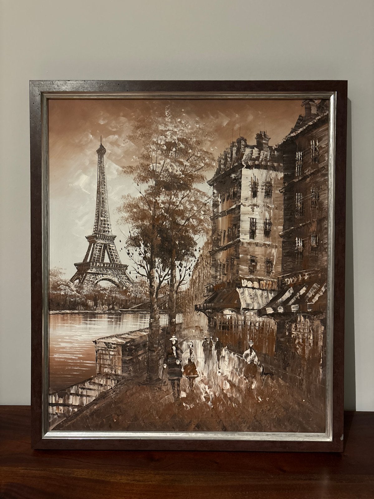 Schilderij Parijs met Eiffeltoren, Ophalen, Doek, Realistisch, Olieverf