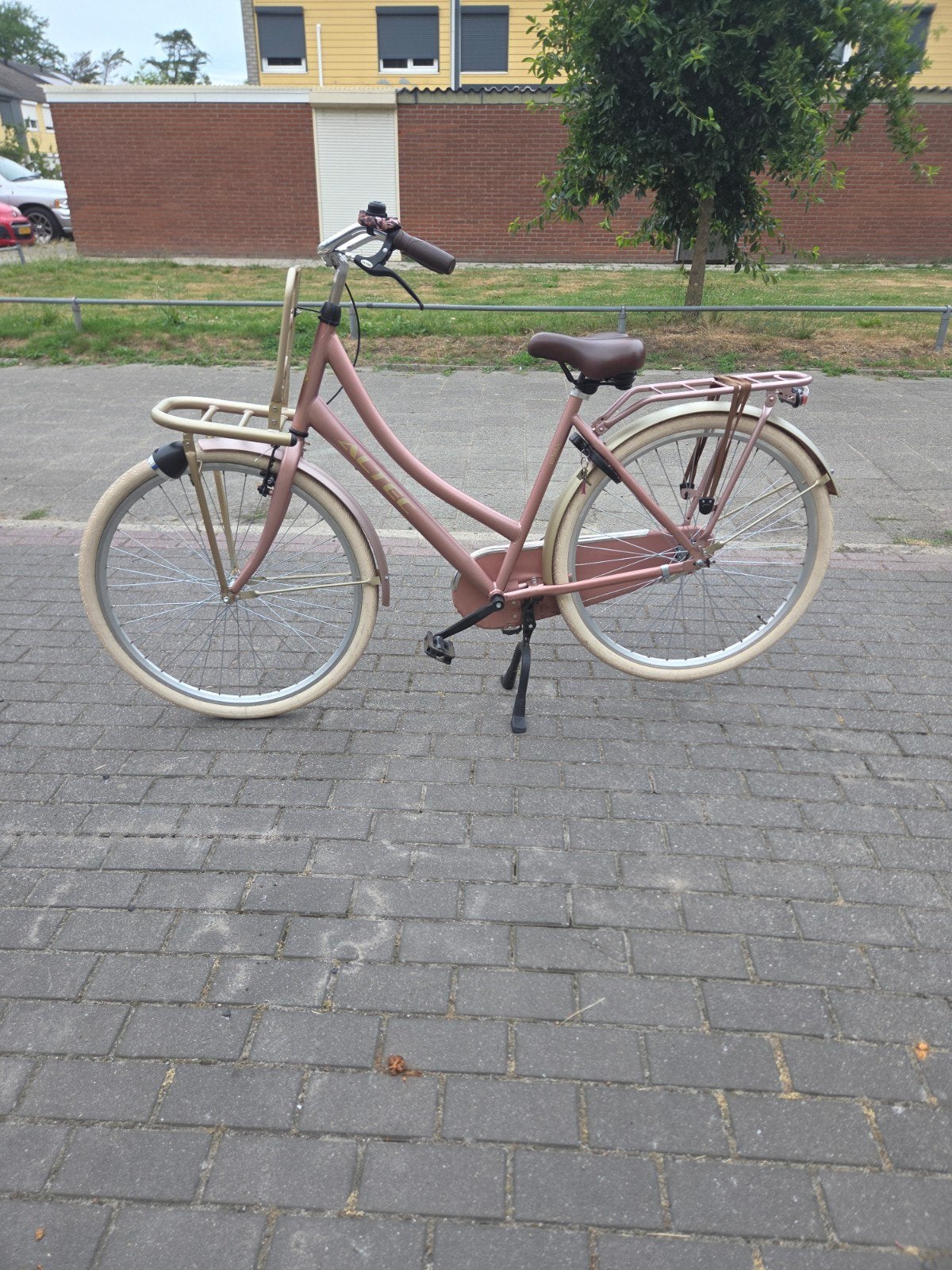 Roze damesfiets met voordrager en terugtraprem, Overige merken, Terugtraprem, Gebruikt, Ophalen of Verzenden