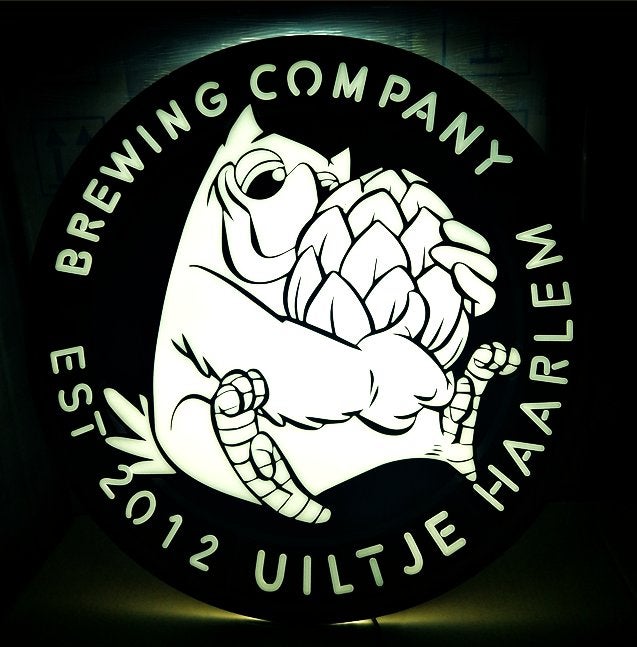 Uiltje Bier led neon nieuw in de doos FH1025, Verzamelen, Biermerken, Ophalen, Nieuw, Reclamebord, Plaat of Schild, Overige merken