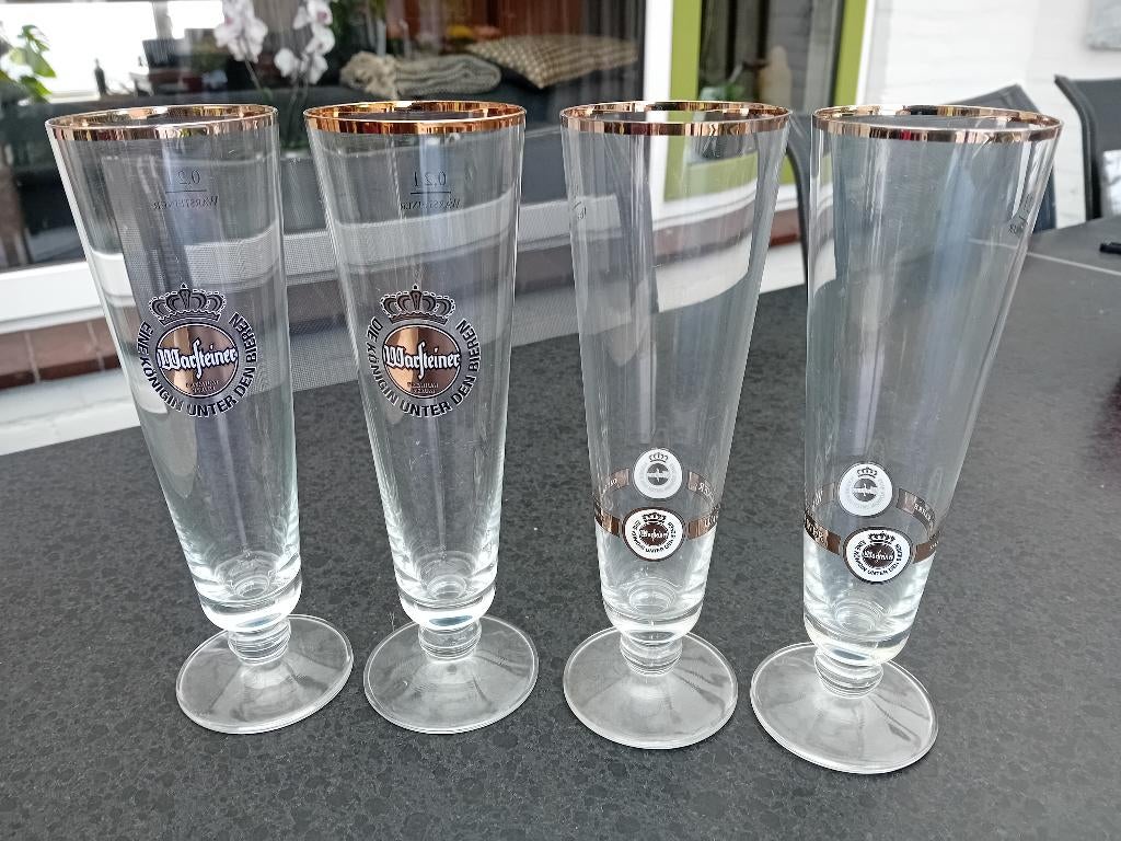 4 mooie WARSTEINER tulp bier glazen 0.2 / bier glas z.g.a.n., Ophalen of Verzenden, Zo goed als nieuw, Glas of Glazen, Overige merken