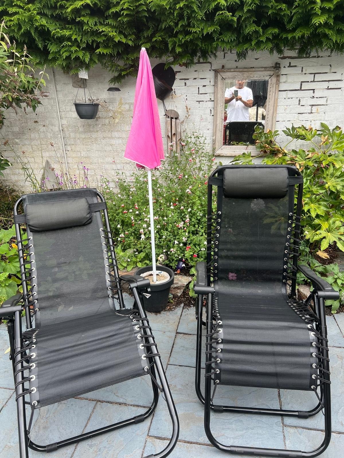 2x Camping relaxstoelen met kussen - Feel Furniture, Caravans en Kamperen, Ophalen, Zo goed als nieuw, Campingstoel