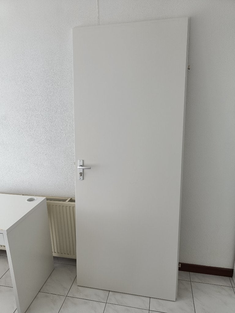 White Interior Door with Handle & Hinges, Doe-het-zelf en Verbouw, Ophalen of Verzenden, Binnendeur, 200 tot 215 cm
