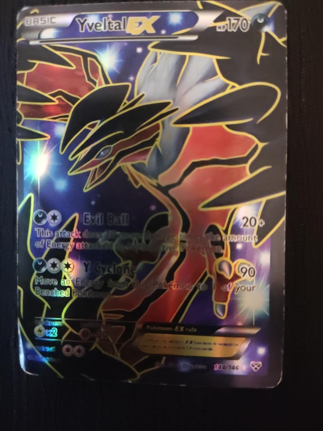Yveltal EX Pokémon kaart - Zeldzaam en in goede staat, Ophalen of Verzenden, Gebruikt, Losse kaart, Foil