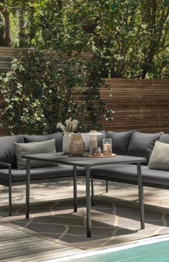 Tuin/balkon tafel, ( de bank is niet te koop), Tuin en Terras, Ophalen, Nieuw, Rechthoekig, Metaal