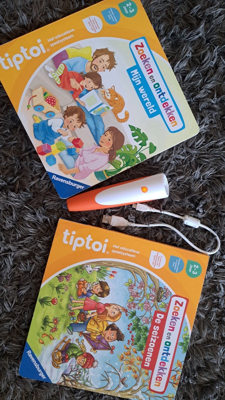 Tiptoi pen met boeken 'Mijn wereld' en 'De seizoenen', Ophalen of Verzenden, Zo goed als nieuw, Taal en Lezen, Met geluid