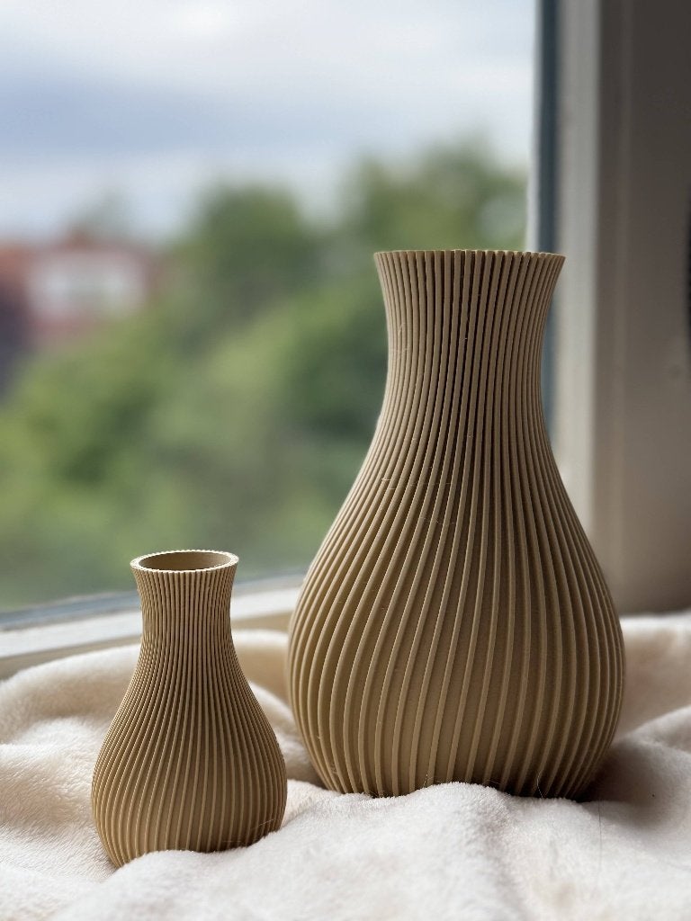 Vase - Spiral Design, Kunststof, Beige, Nieuw, Ophalen of Verzenden