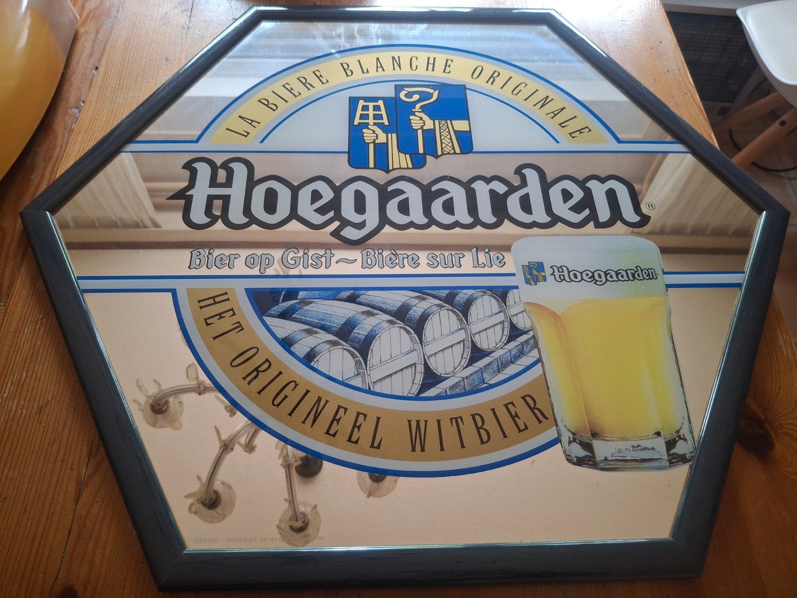 Hoegaarden spiegel - Origineel Witbier, Ophalen of Verzenden, Gebruikt, Reclamebord, Plaat of Schild, Overige merken