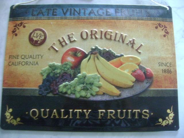 metalen bord --the original quality fruits--nostalgic art, Ophalen of Verzenden, Zo goed als nieuw, Reclamebord