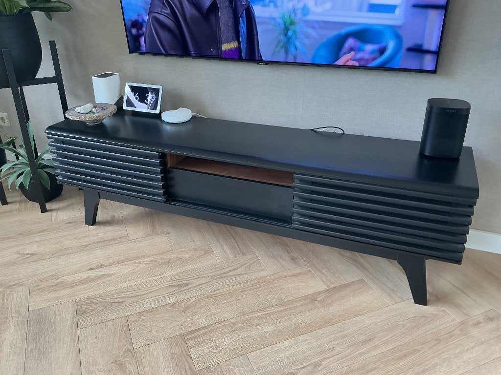 Tv meubel retro look, Huis en Inrichting, Kasten | Televisiemeubels, Ophalen, 100 tot 150 cm, Zo goed als nieuw, Minder dan 100 cm