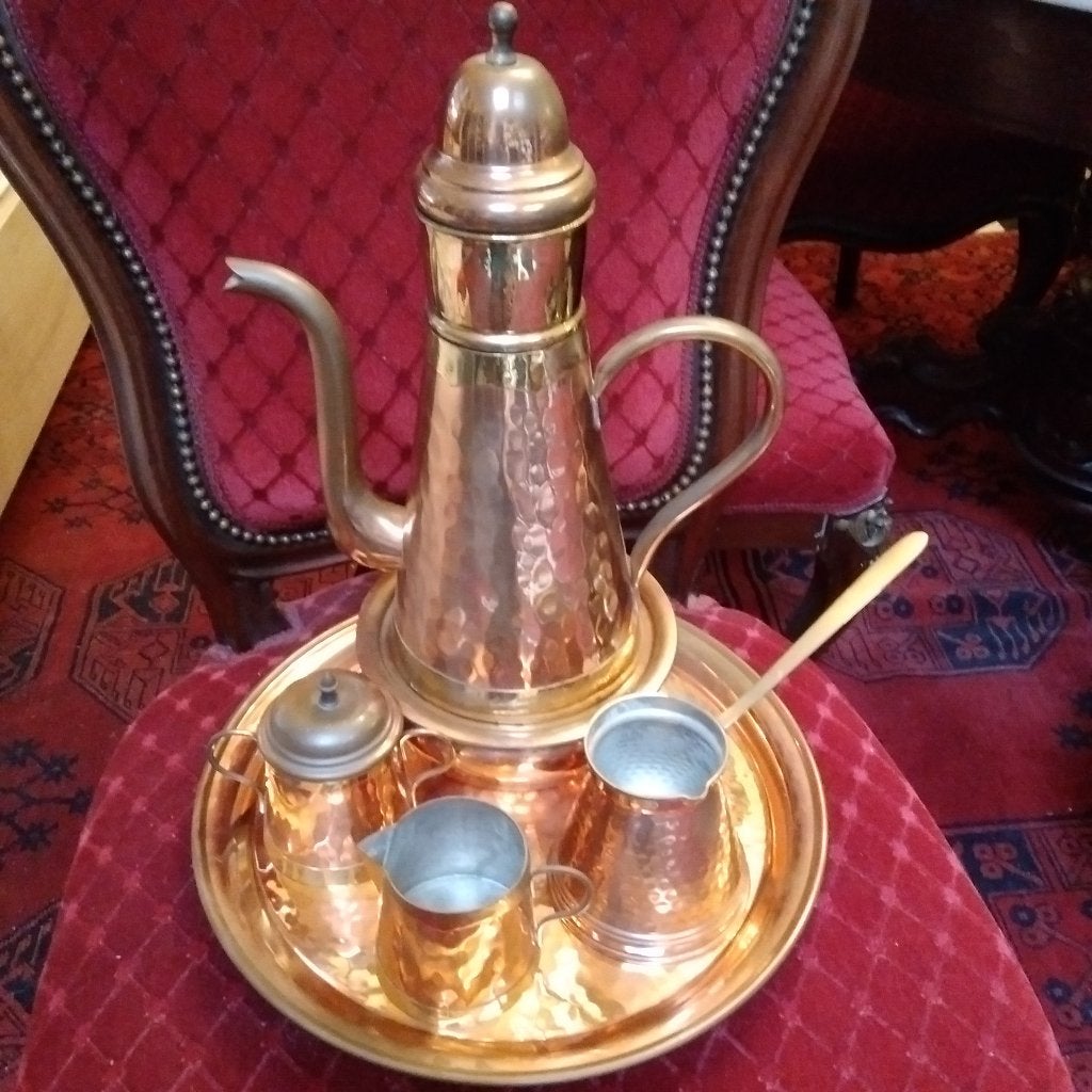 Antieke rood koperen koffieset, Antiek en Kunst, Verzenden, Koper