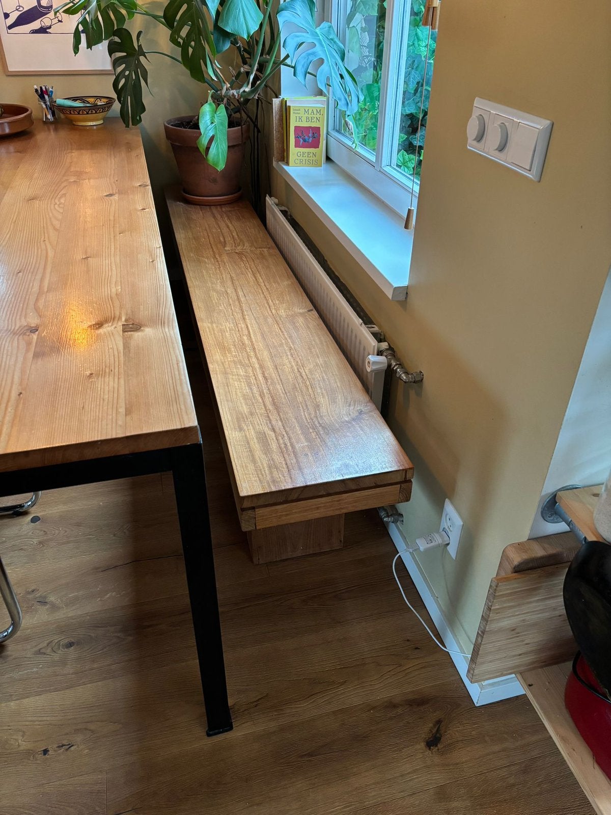 Eettafel + bank, Huis en Inrichting, Tafels | Eettafels, Ophalen, 200 cm of meer, 50 tot 100 cm, Zo goed als nieuw