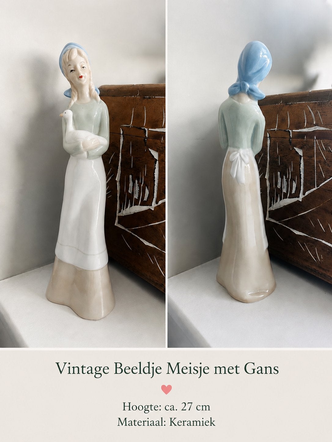 Beeldje vrouw met gans, Ophalen of Verzenden, Zo goed als nieuw, Mens