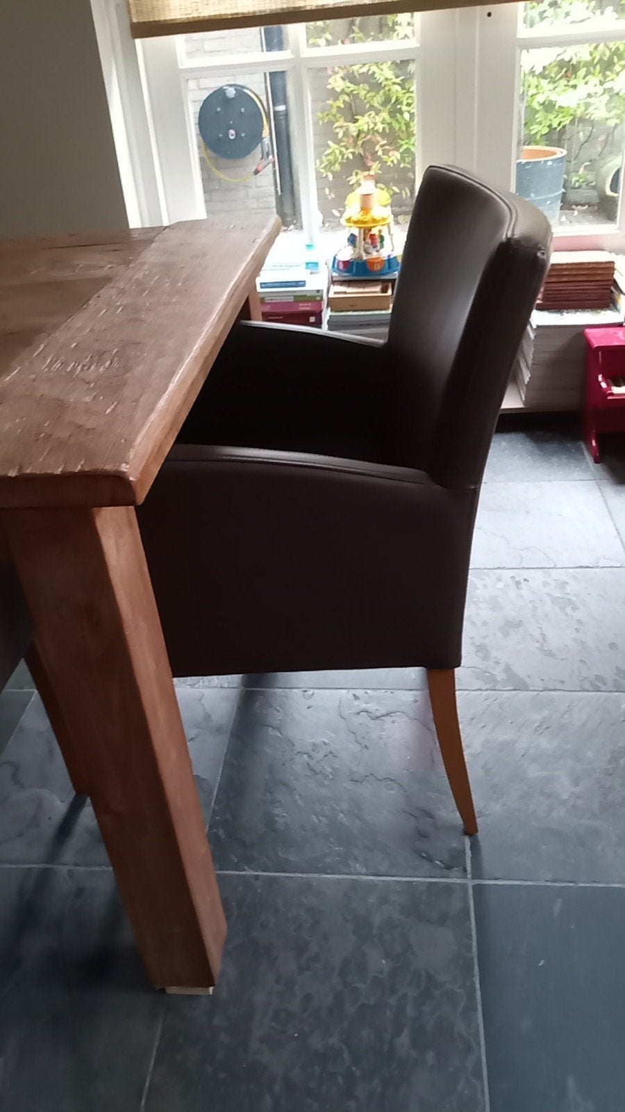 leren eetkamer stoelen 4x kleur bruin, Huis en Inrichting, Ophalen, Minder dan 75 cm, Leer, Zo goed als nieuw