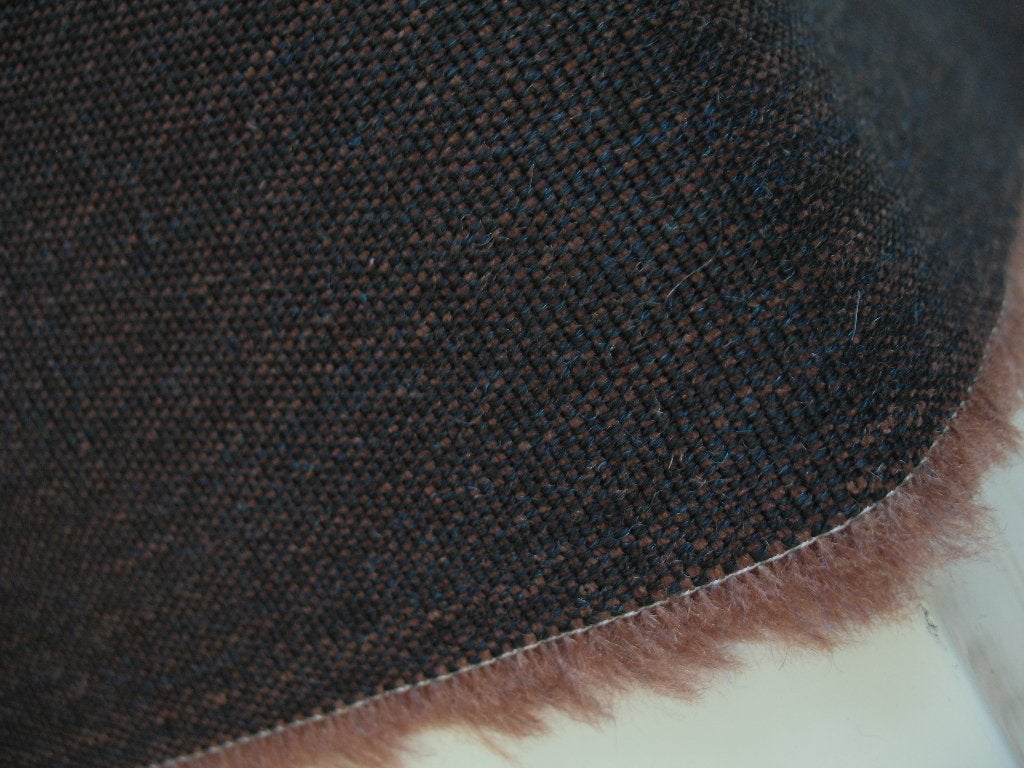Kvadrat Land donkerblauw + bruin, max 8,7 meter meubelstof, Wol, Meerkleurig, 120 cm of meer, Ophalen of Verzenden