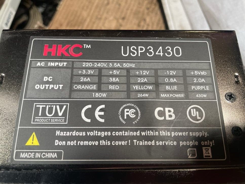 HKC USP3430 Voeding 430W voor PC, Computers en Software, Ophalen, Gebruikt