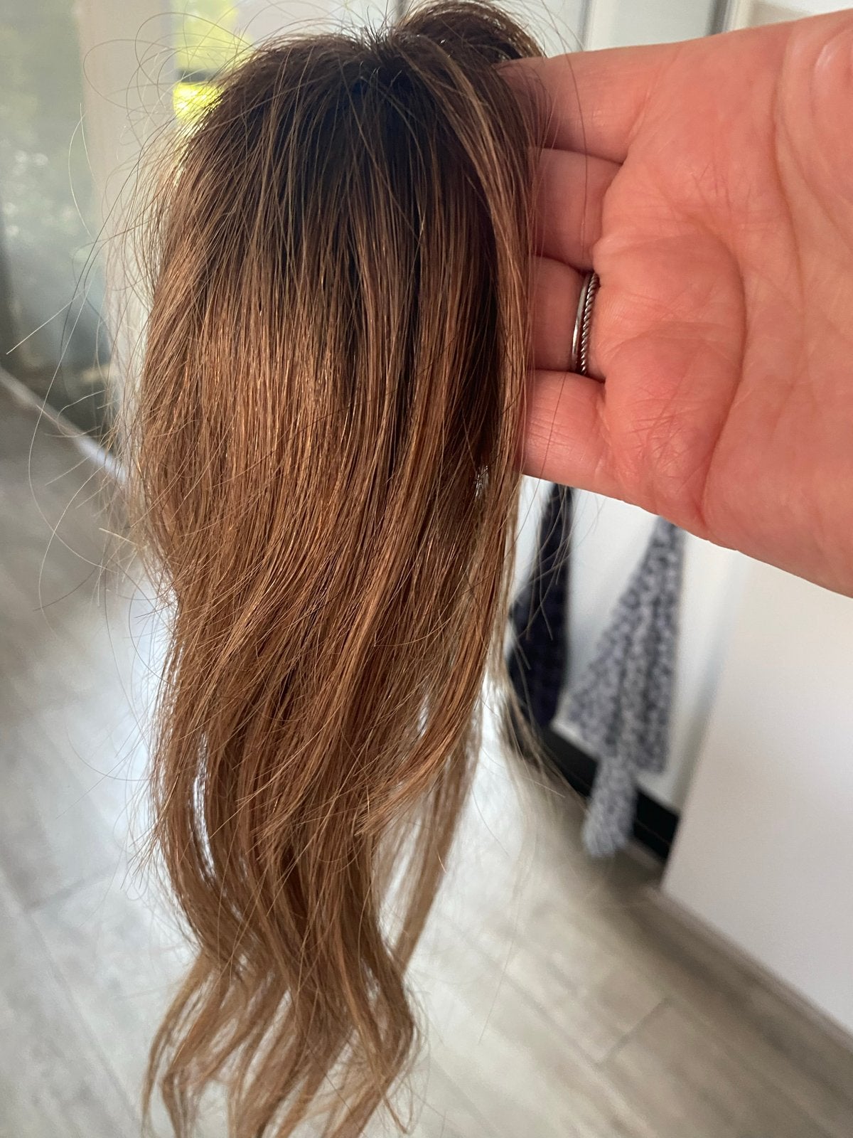 Clip-In Curtain Bangs – Mini mono Haartopper, Ophalen of Verzenden, Nieuw, Pruik of Haarverlenging