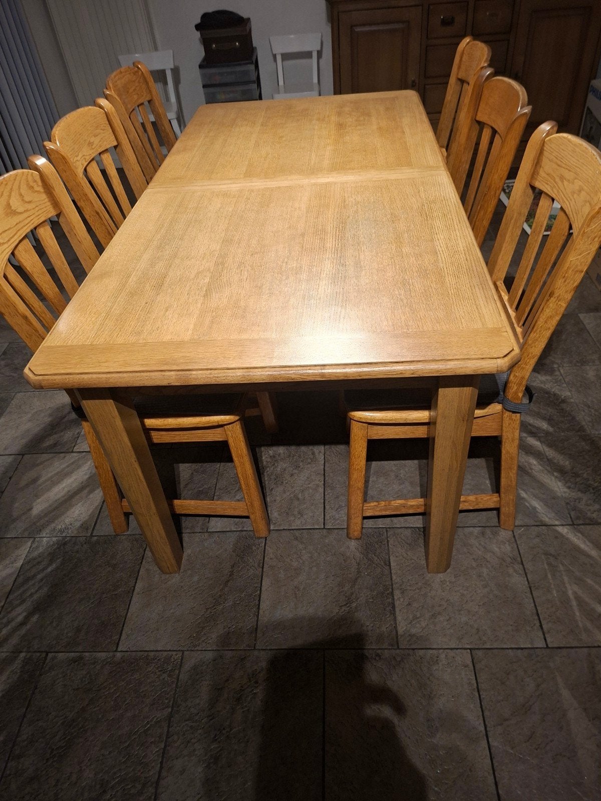 keukentafel en 6 stoelen, Huis en Inrichting, Ophalen, Gebruikt, Licht eiken, 4 tot 6 stoelen