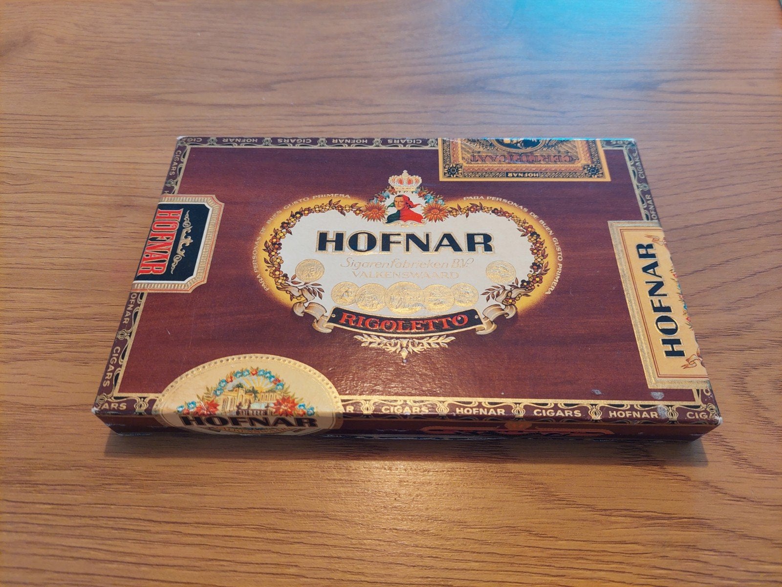 Vintage Hofnar Rigoletto sigarendoosje, Ophalen of Verzenden, Gebruikt, Tabaksdoos of Verpakking