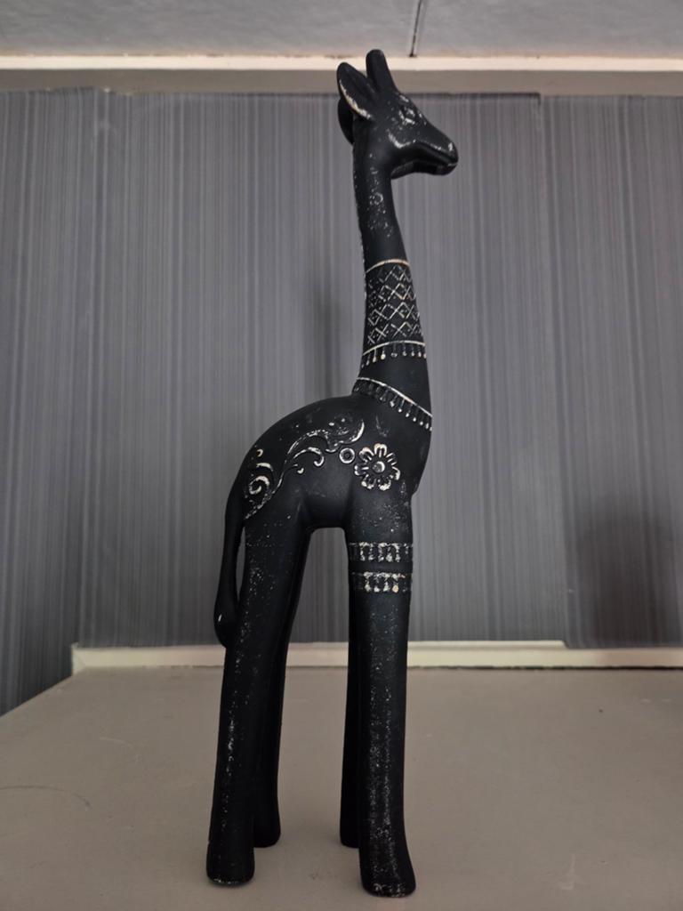 Decoratieve Giraffe Beeld - Zwart met Zilveren Details, Huis en Inrichting, Woonaccessoires | Overige, Hout, Zwart, Ophalen of Verzenden