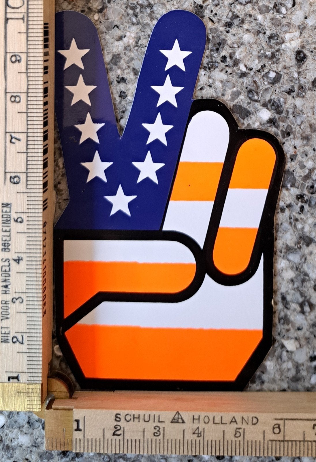 Vintage sticker Victory hand vorm Amerikaanse vlag, Ophalen of Verzenden, Zo goed als nieuw