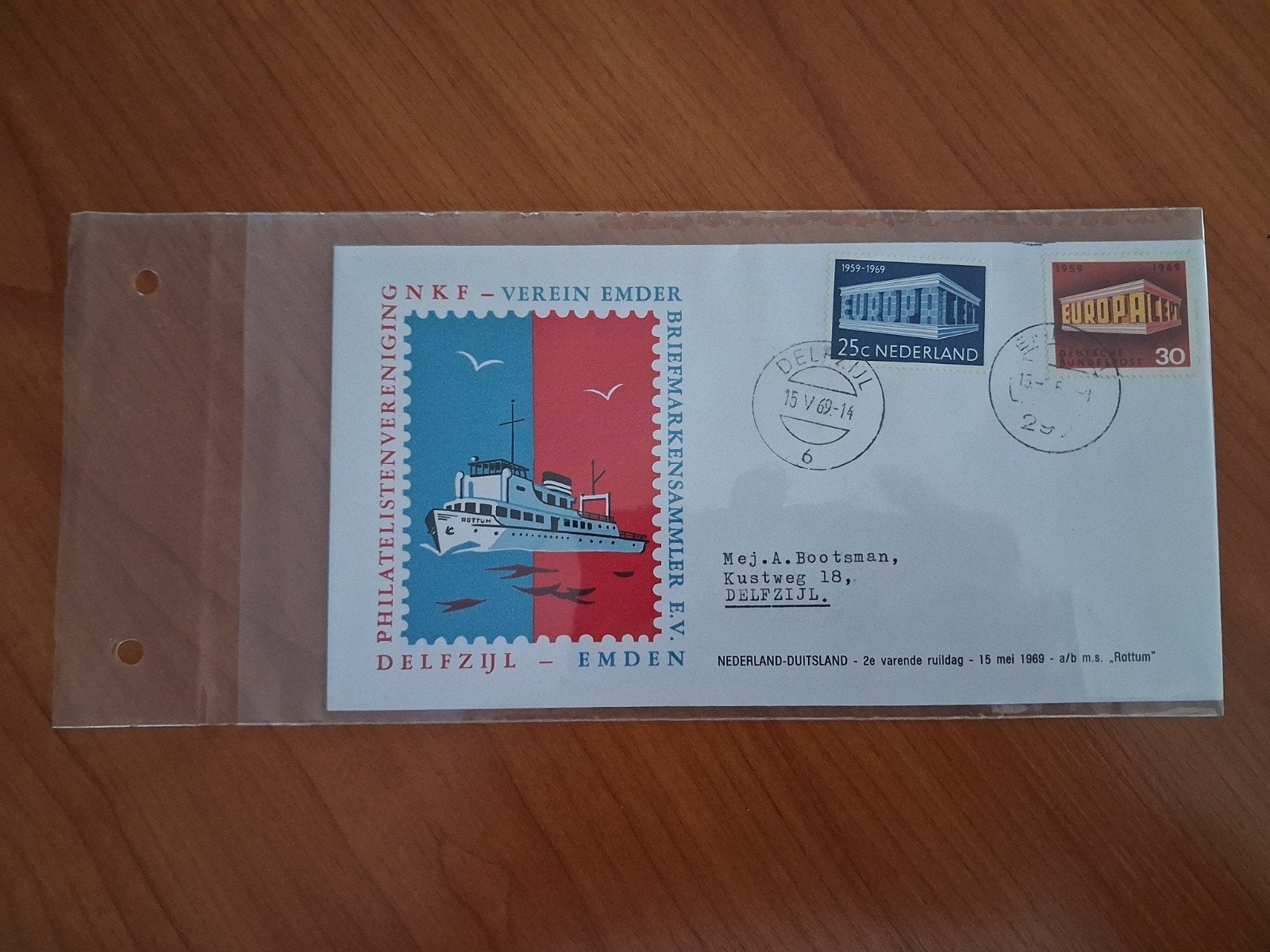 Zeldzame Eerste Dag Cover Delfzijl-Emden 1960, Ophalen of Verzenden, T/m 1940, Gestempeld