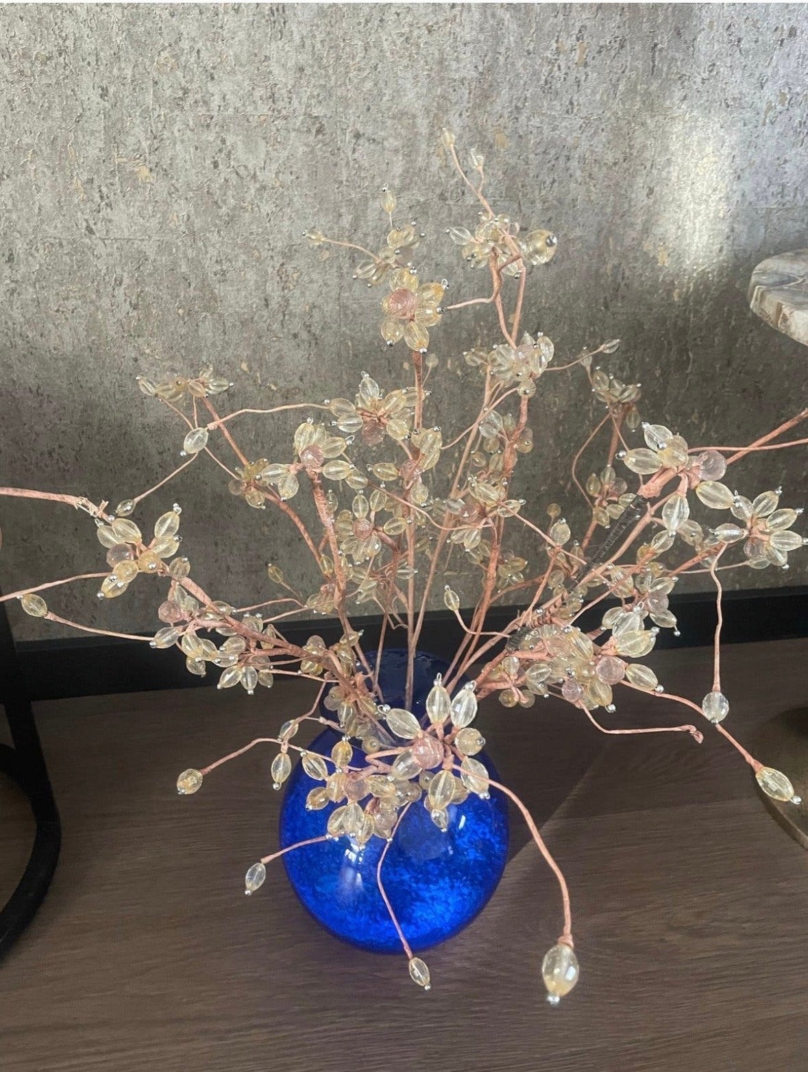 Decoratieve vaas met kunstbloemen van kralen, Ophalen, Gebruikt, Handgemaakt, Blauw