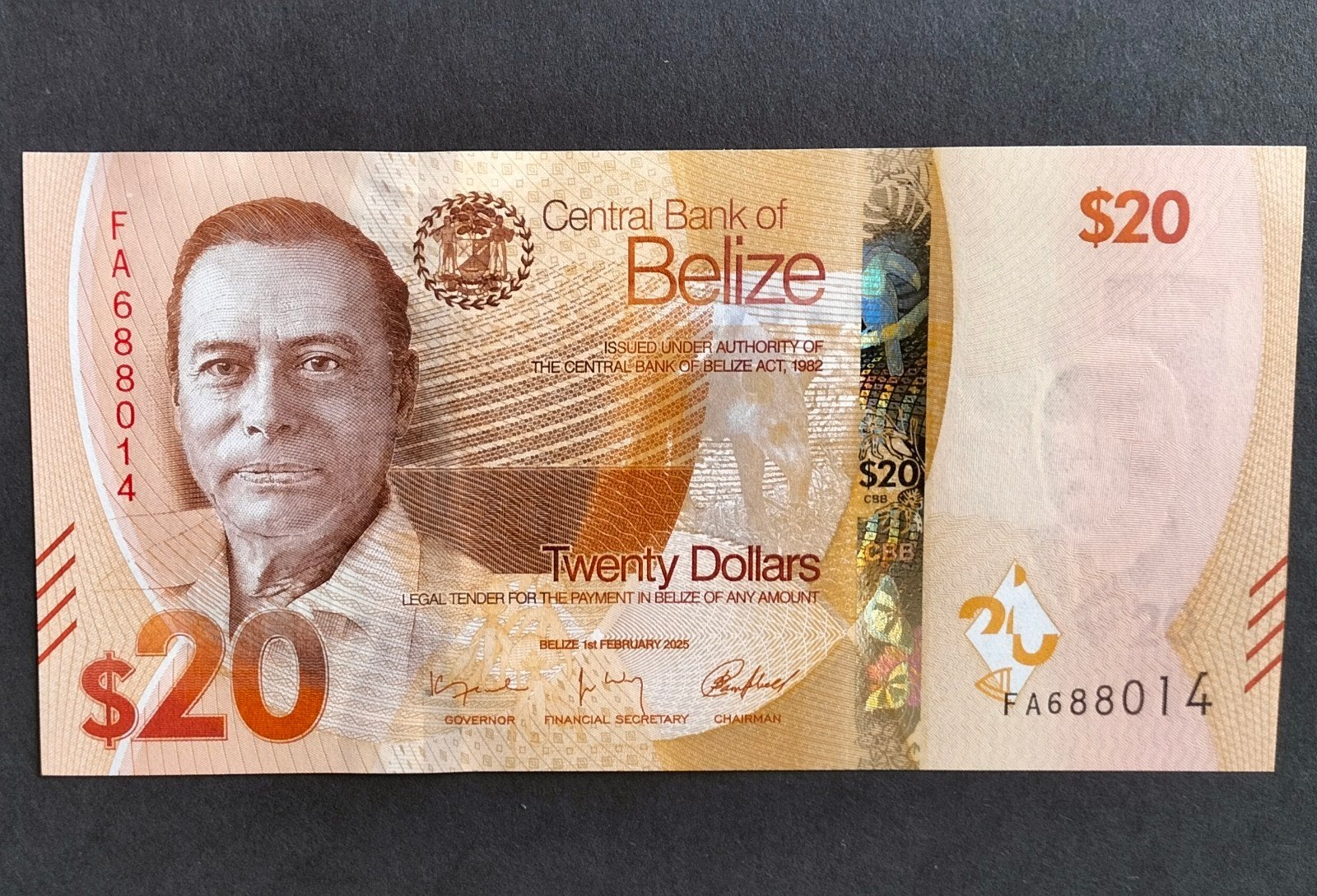 Belize - 20 Dollar 2025 - Pick#Nieuw UNC., Verzenden, Midden-Amerika, Los biljet