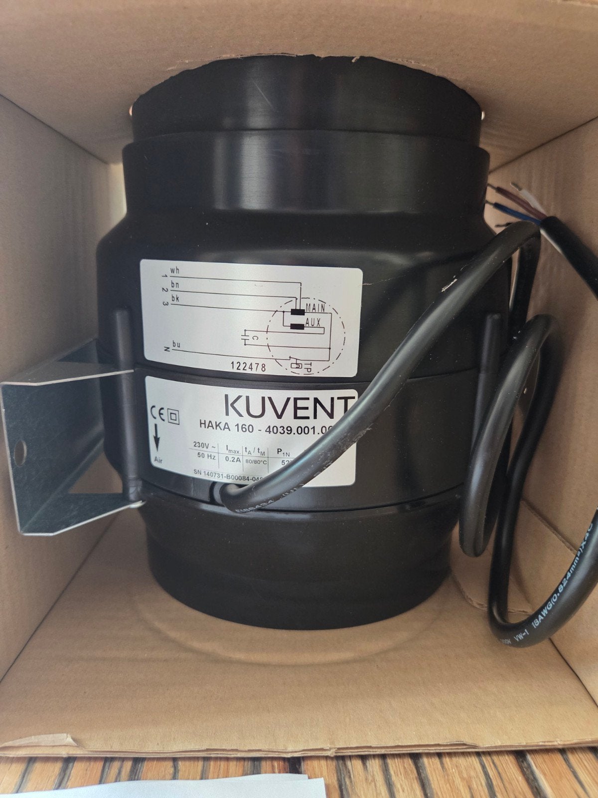 Buisventilator 160mm Kuvent HAKA. NIEUW, Witgoed en Apparatuur, Ophalen, Nieuw