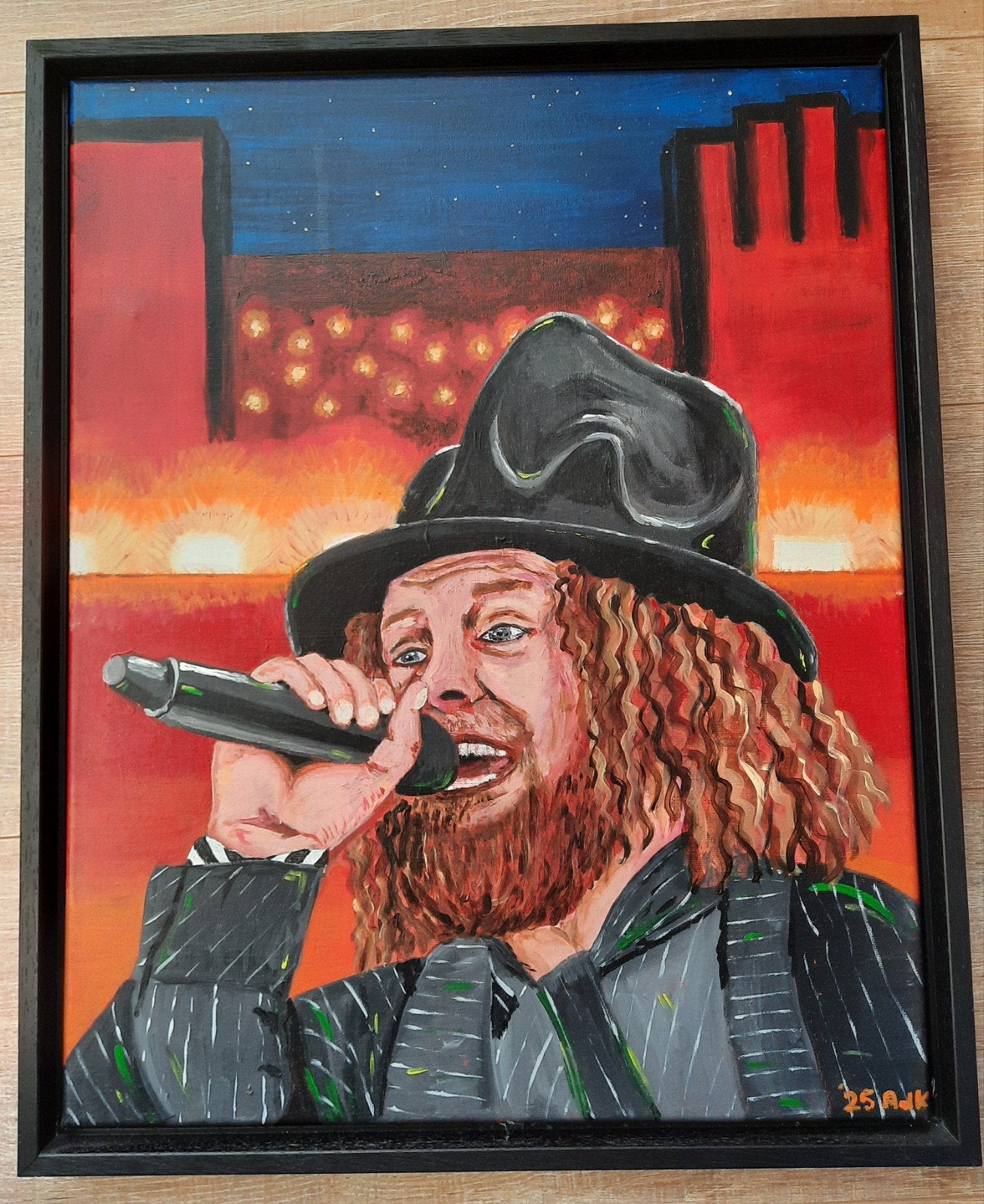 Marcel van Direct - Concert in de Kuip (Acryl op doek), Acrylverf, Doek, Portret of Personen, Realistisch