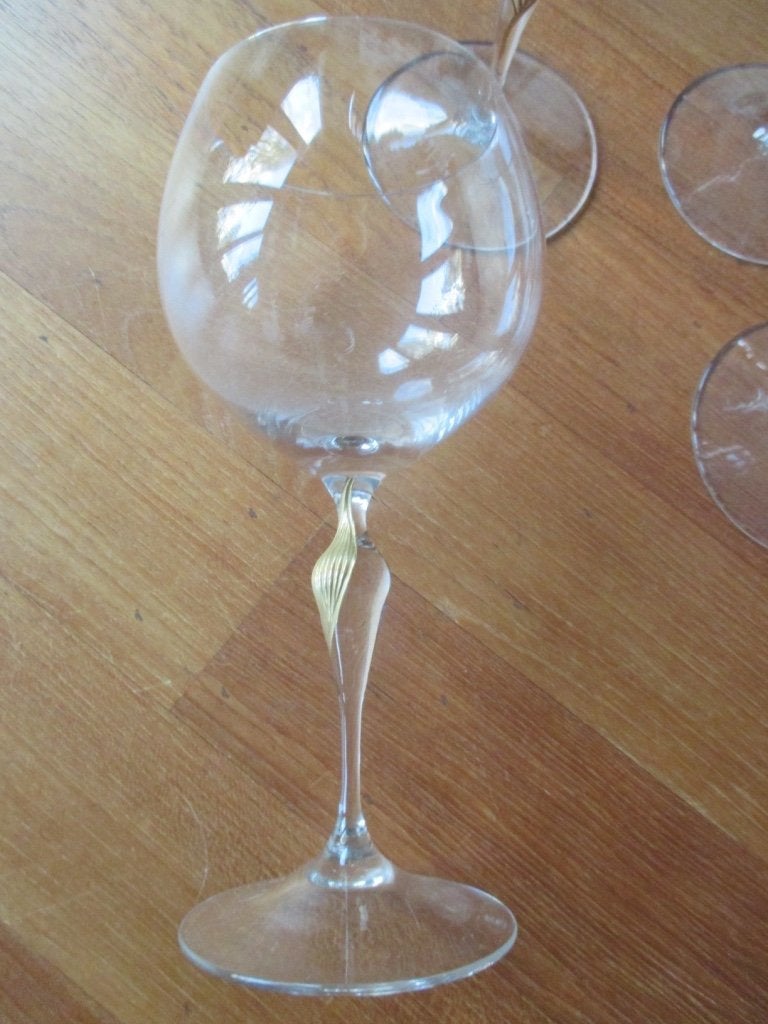 set van 6 Spiegelau wijnglazen met gouden verziering, Ophalen of Verzenden, Zo goed als nieuw, Overige typen