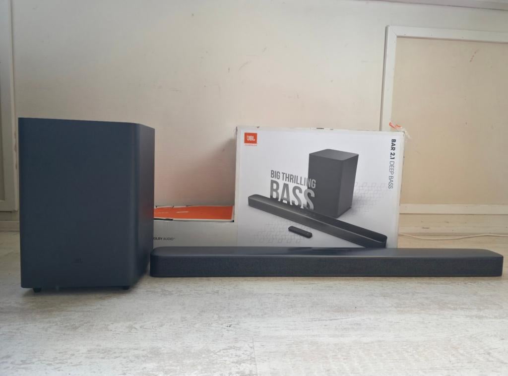 JBL Bar 2.1 Deep Bass Soundbar met Subwoofer, Ophalen, Zo goed als nieuw, 2.1-systeem, Overige merken