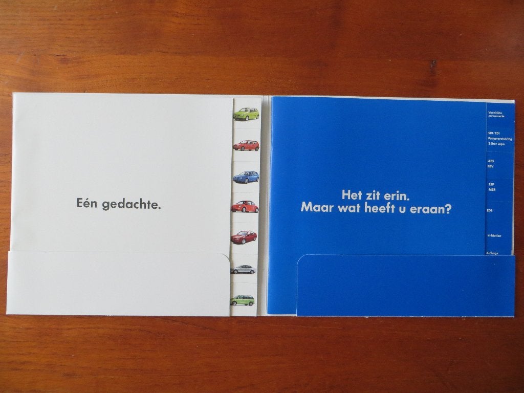 Volkswagen 2 folders: Eén gedachte / Het zit erin (feb 1999), Ophalen of Verzenden, Nieuw, Volkswagen
