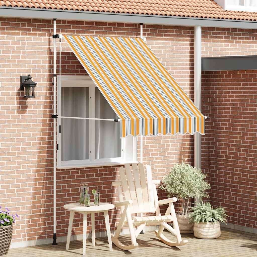 Zonnescherm Vida XL geel blauw gestreept 150cm, Ophalen, Nieuw, Minder dan 250 cm, 150 tot 300 cm